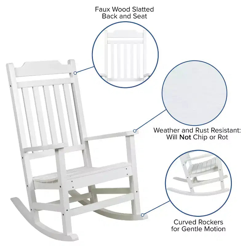 Merrick Lane Poly Resin Indoor/Outdoor Rocking Chair with Side Table