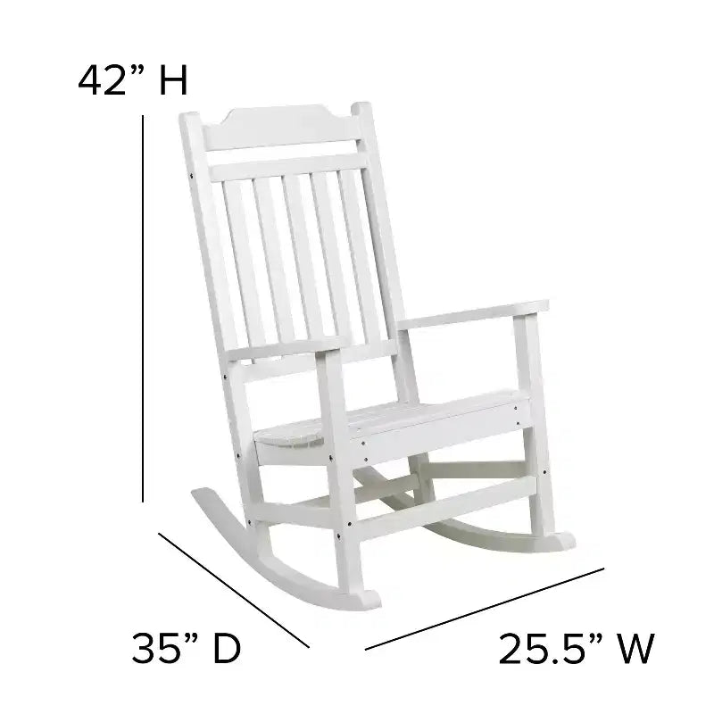 Merrick Lane Poly Resin Indoor/Outdoor Rocking Chair with Side Table