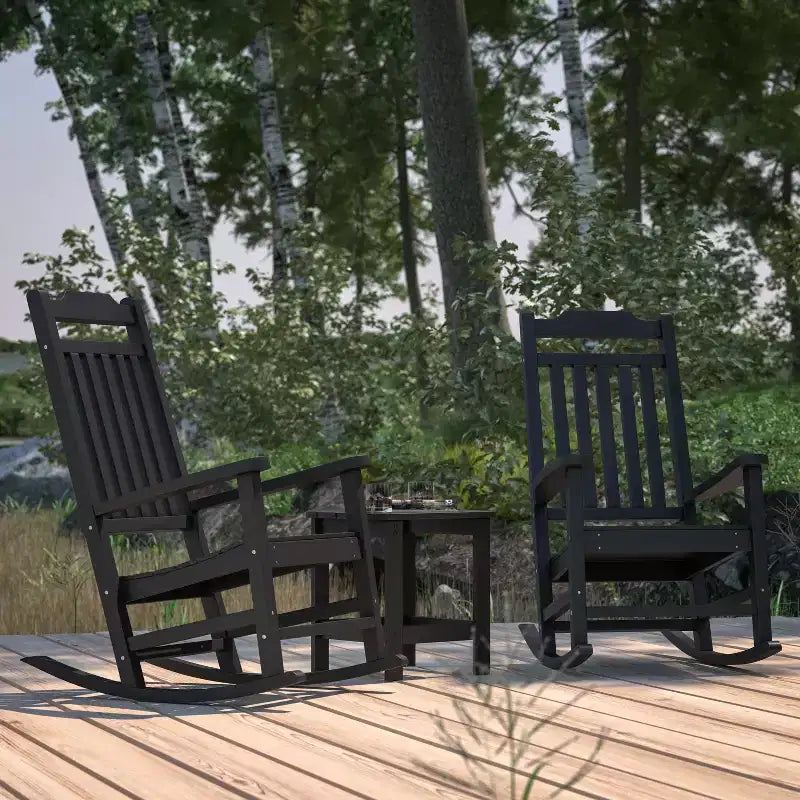 Merrick Lane Poly Resin Indoor/Outdoor Rocking Chair with Side Table