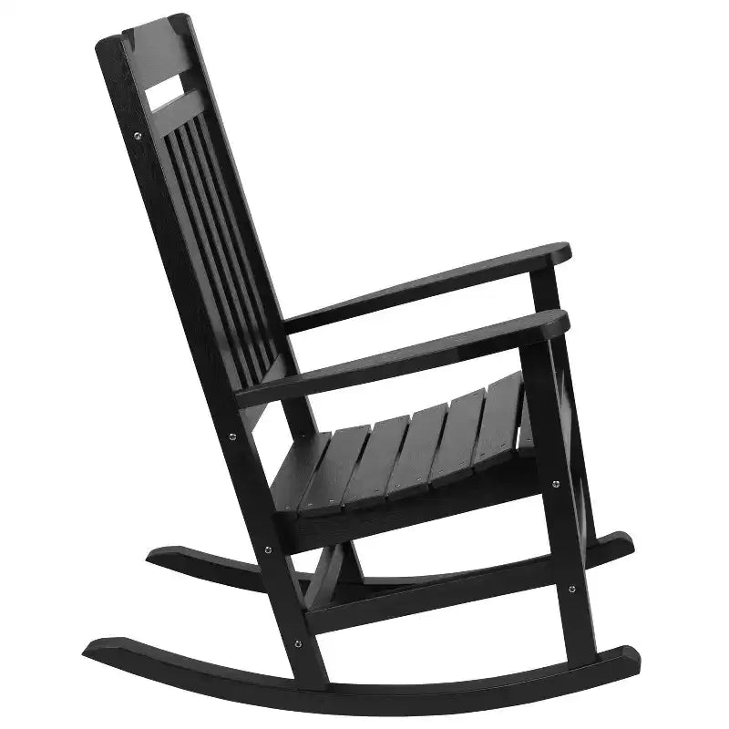 Merrick Lane Poly Resin Indoor/Outdoor Rocking Chair with Side Table