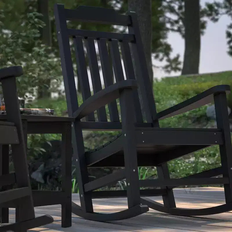 Merrick Lane Poly Resin Indoor/Outdoor Rocking Chair with Side Table