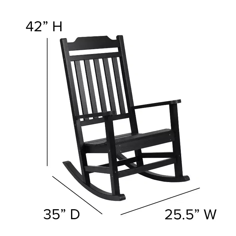 Merrick Lane Poly Resin Indoor/Outdoor Rocking Chair with Side Table