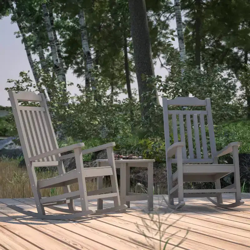 Merrick Lane Poly Resin Indoor/Outdoor Rocking Chair with Side Table