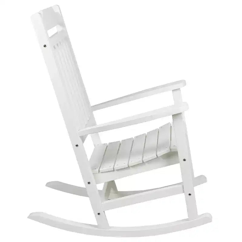 Merrick Lane Poly Resin Indoor/Outdoor Rocking Chair with Side Table