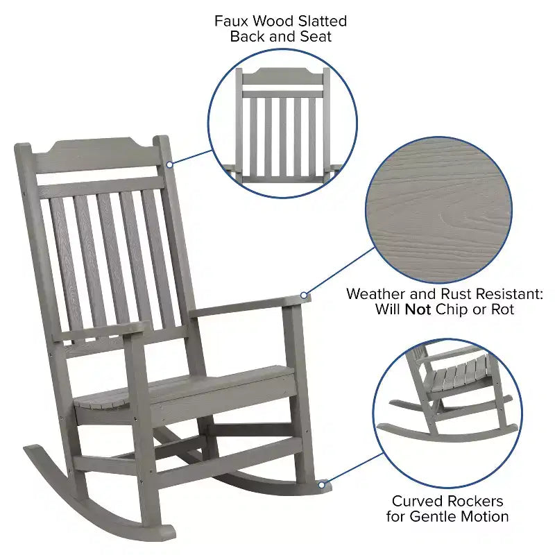 Merrick Lane Poly Resin Indoor/Outdoor Rocking Chair with Side Table