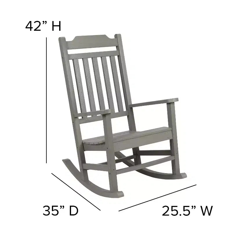 Merrick Lane Poly Resin Indoor/Outdoor Rocking Chair with Side Table