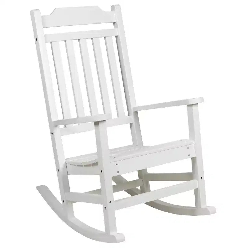 Merrick Lane Poly Resin Indoor/Outdoor Rocking Chair with Side Table