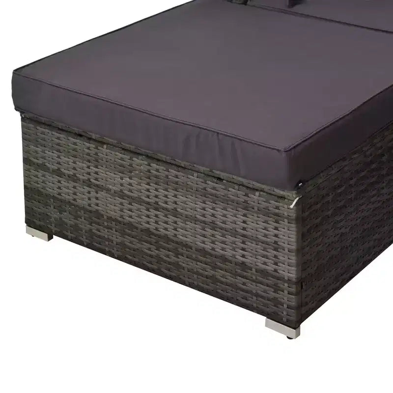 Outsunny 5-Piece Outdoor Sectional Furniture, Patio Sofa Set, PE Wicker Couch, Cushions, Pillows, Ottoman, Coffee Table