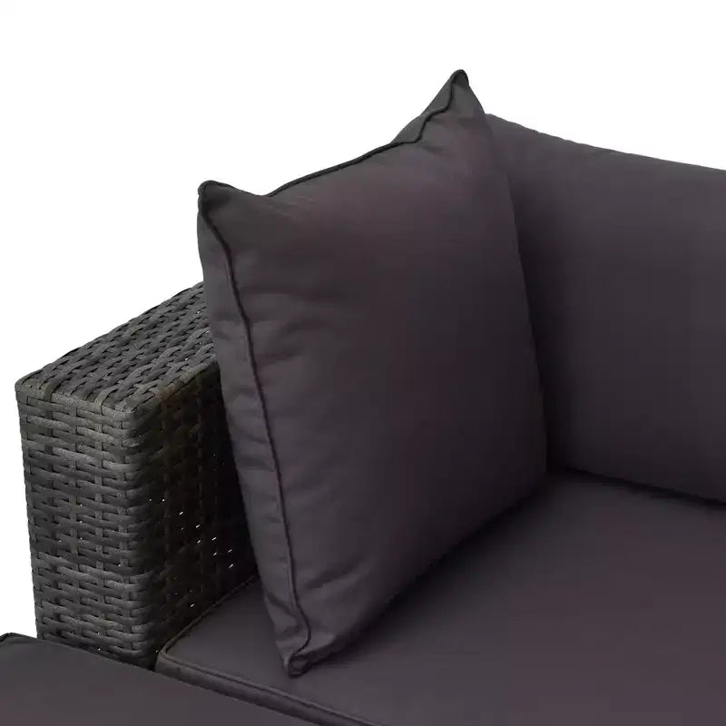 Outsunny 5-Piece Outdoor Sectional Furniture, Patio Sofa Set, PE Wicker Couch, Cushions, Pillows, Ottoman, Coffee Table