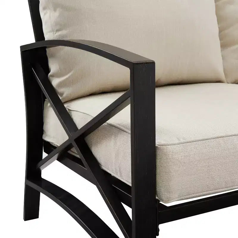 Crosley Kaplan 3pc Outdoor Patio Sofa Set with Sofa & Arm Chair with Coffee Table