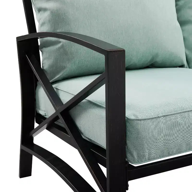 Crosley Kaplan 3pc Outdoor Patio Sofa Set with Sofa & Arm Chair with Coffee Table