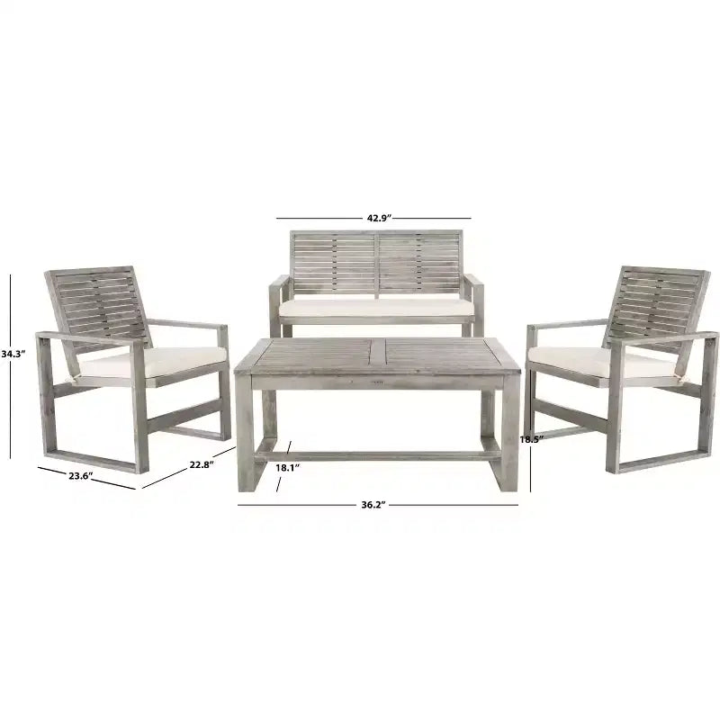 Ozark 4 Piece Patio Set - Indoor/Outdoor - FOX6007 - Safavieh Couture
