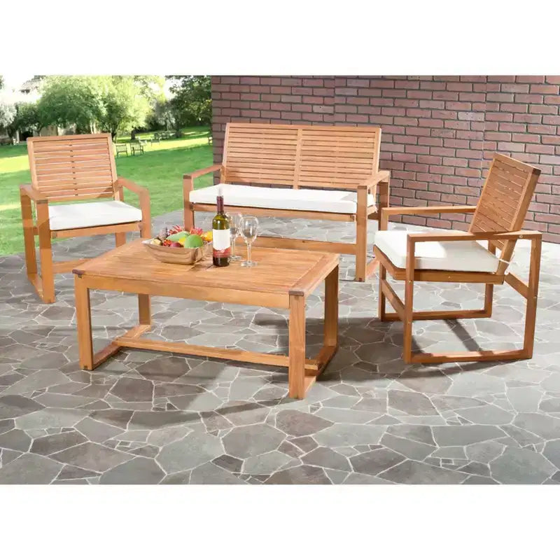 Ozark 4 Piece Patio Set - Indoor/Outdoor - FOX6007 - Safavieh Couture
