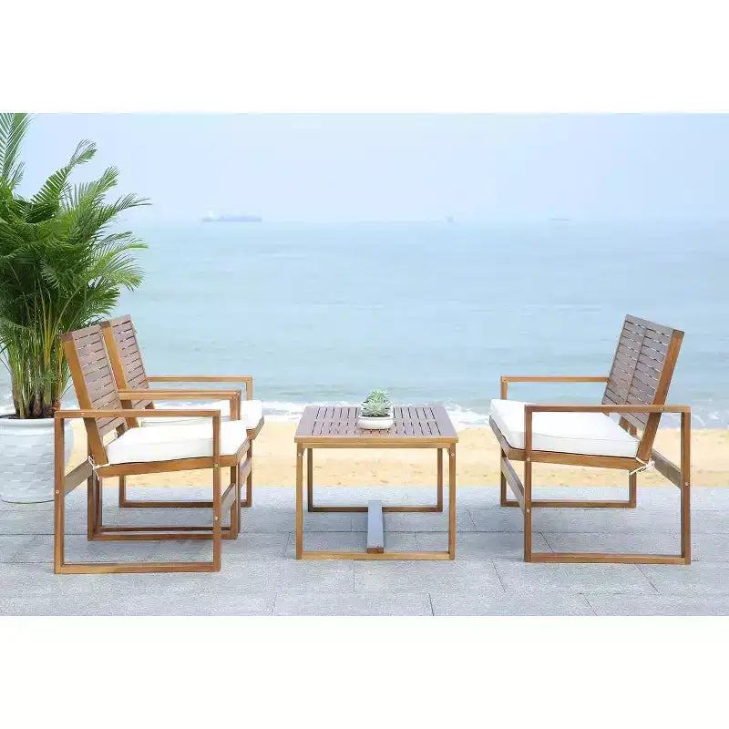 Ozark 4 Piece Patio Set - Indoor/Outdoor - FOX6007 - Safavieh Couture