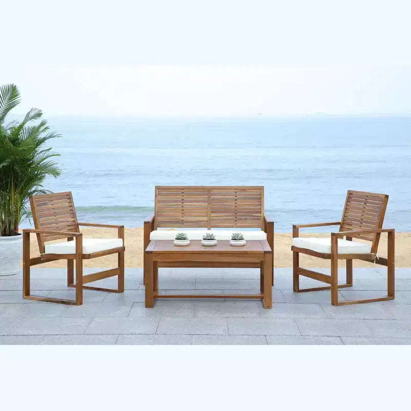 Ozark 4 Piece Patio Set - Indoor/Outdoor - FOX6007 - Safavieh Couture