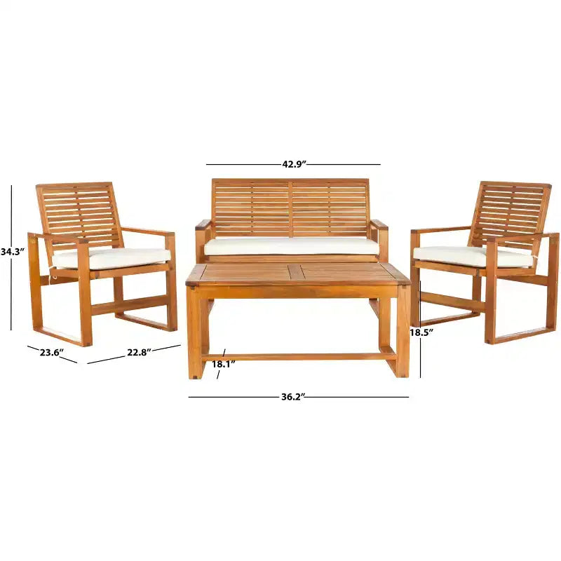 Ozark 4 Piece Patio Set - Indoor/Outdoor - FOX6007 - Safavieh Couture