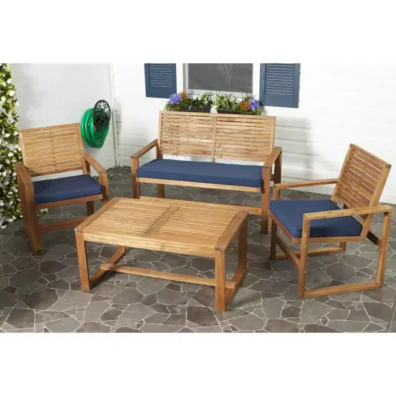 Ozark 4 Piece Patio Set - Indoor/Outdoor - FOX6007 - Safavieh Couture