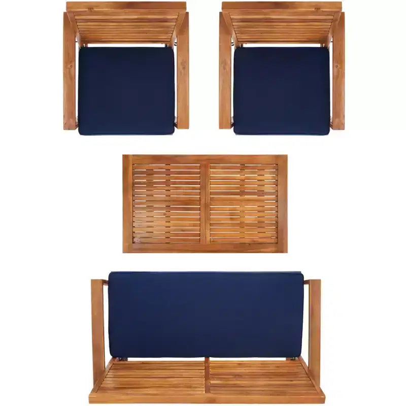 Ozark 4 Piece Patio Set - Indoor/Outdoor - FOX6007 - Safavieh Couture