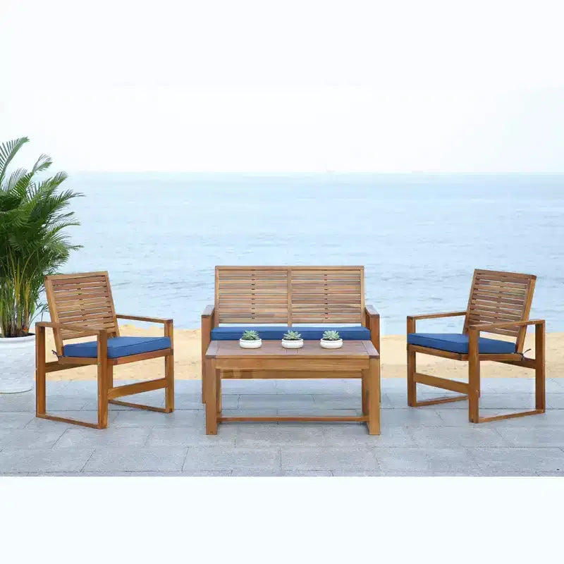 Ozark 4 Piece Patio Set - Indoor/Outdoor - FOX6007 - Safavieh Couture