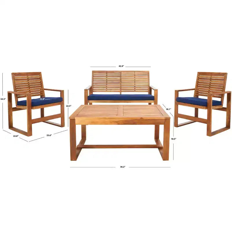 Ozark 4 Piece Patio Set - Indoor/Outdoor - FOX6007 - Safavieh Couture
