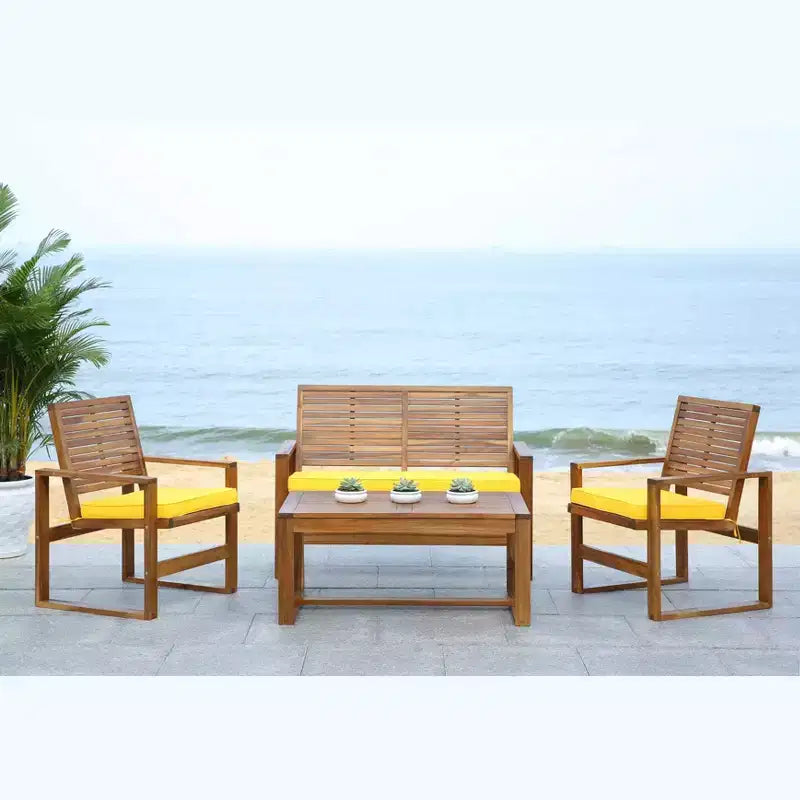 Ozark 4 Piece Patio Set - Indoor/Outdoor - FOX6007 - Safavieh Couture