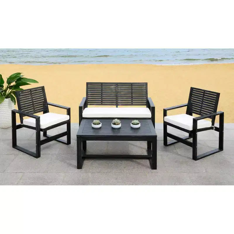 Ozark 4 Piece Patio Set - Indoor/Outdoor - FOX6007 - Safavieh Couture