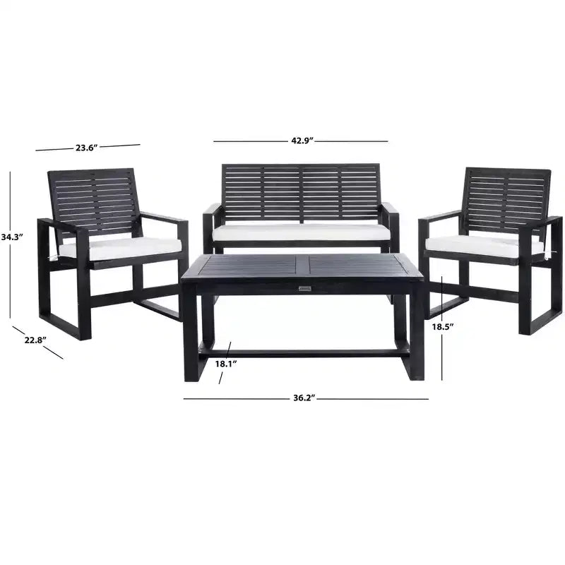 Ozark 4 Piece Patio Set - Indoor/Outdoor - FOX6007 - Safavieh Couture