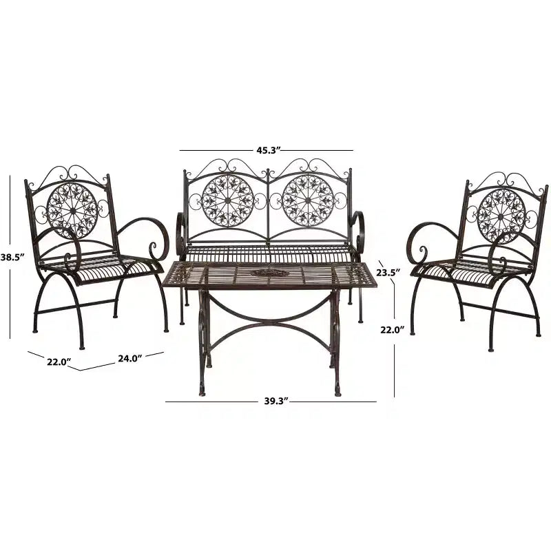 Sophie 4 Piece Patio Set - Indoor/Outdoor - PAT5001 - Safavieh