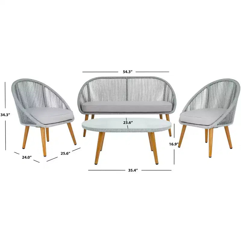 Halcott 4 Piece Living Set - Indoor/Outdoor - PAT7526 - Safavieh
