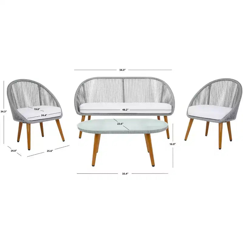 Halcott 4 Piece Living Set - Indoor/Outdoor - PAT7526 - Safavieh