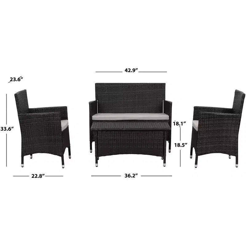 Figueroa 4 Piece Patio Set - Indoor/Outdoor - PAT2508 - Safavieh