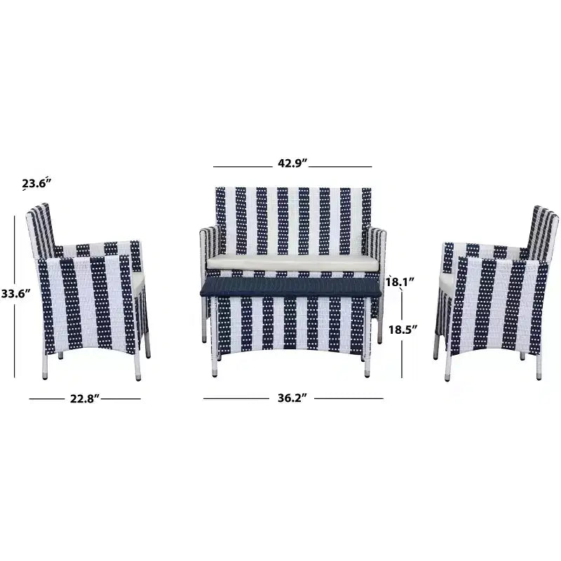 Figueroa 4 Piece Patio Set - Indoor/Outdoor - PAT2508 - Safavieh
