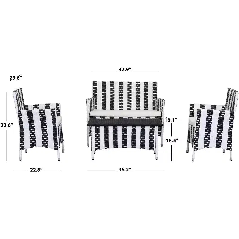Figueroa 4 Piece Patio Set - Indoor/Outdoor - PAT2508 - Safavieh