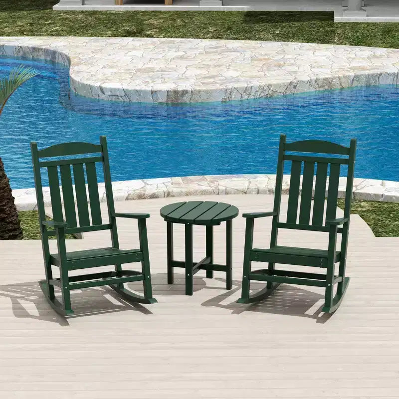 WestinTrends 3 Piece Outdoor Porch Rocking Chairs with Round Side Table Set
