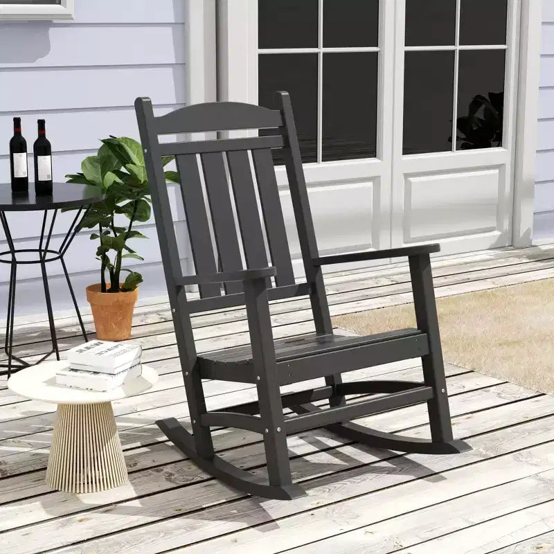 WestinTrends 3 Piece Outdoor Porch Rocking Chairs with Round Side Table Set