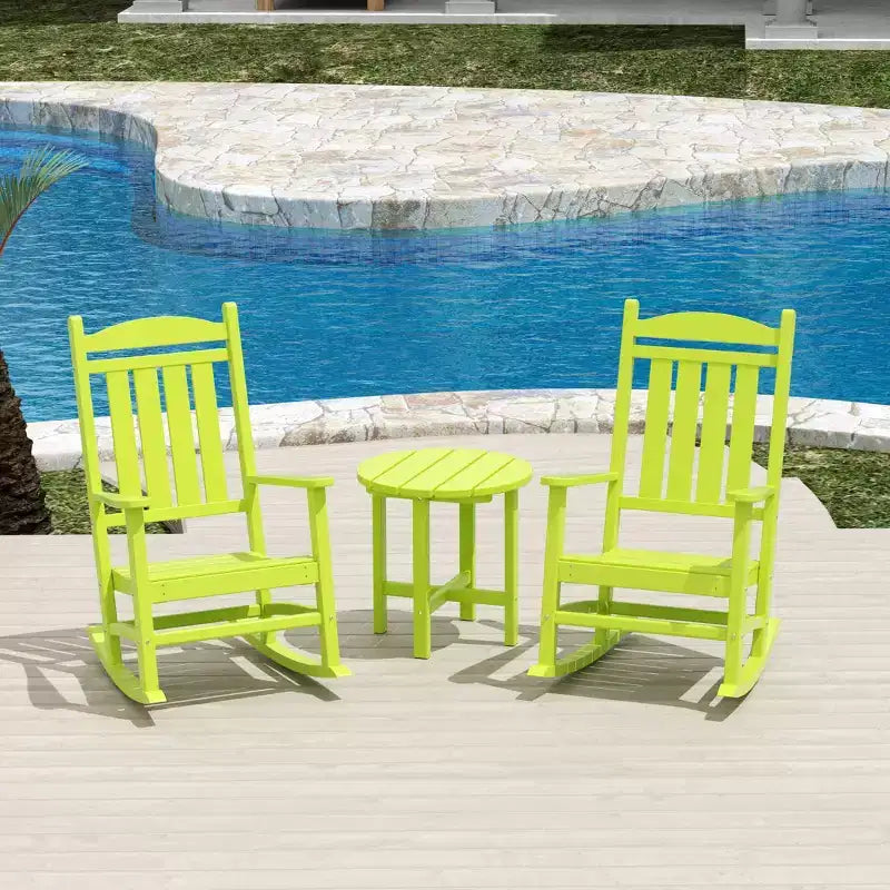 WestinTrends 3 Piece Outdoor Porch Rocking Chairs with Round Side Table Set