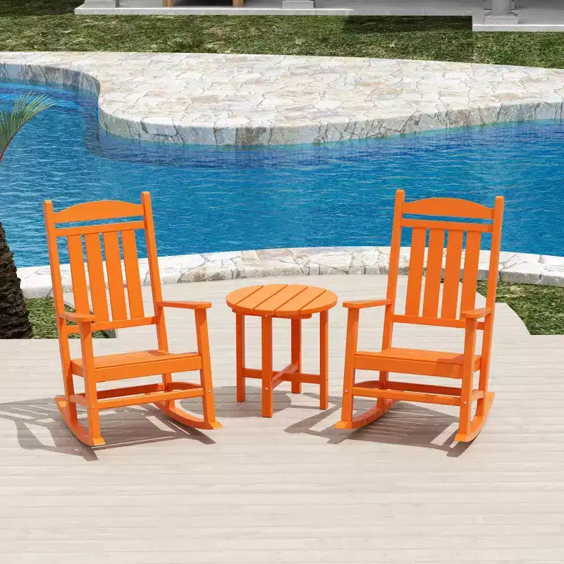WestinTrends 3 Piece Outdoor Porch Rocking Chairs with Round Side Table Set