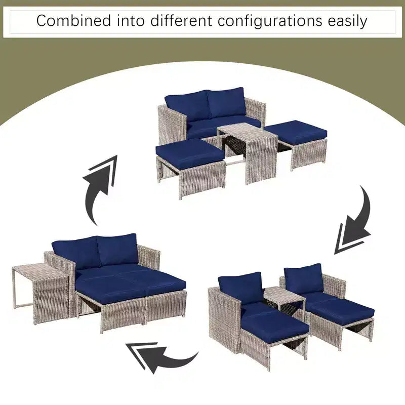 Sunsitt 5pc Steel Wicker Outdoor Patio Balcony Set