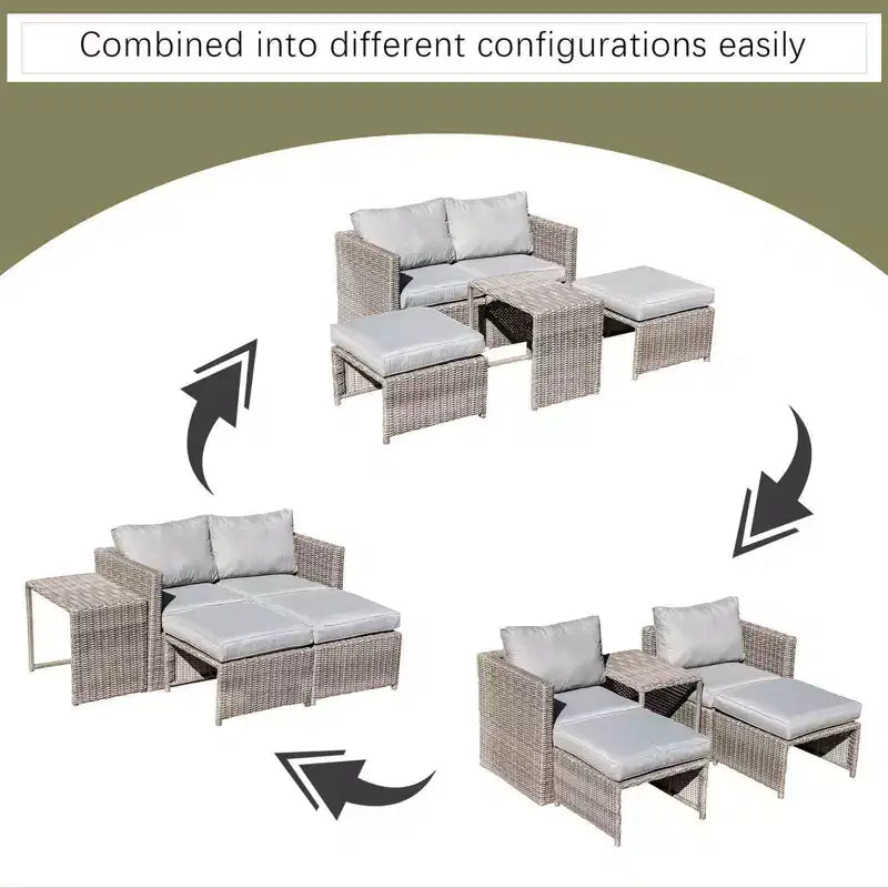 Sunsitt 5pc Steel Wicker Outdoor Patio Balcony Set