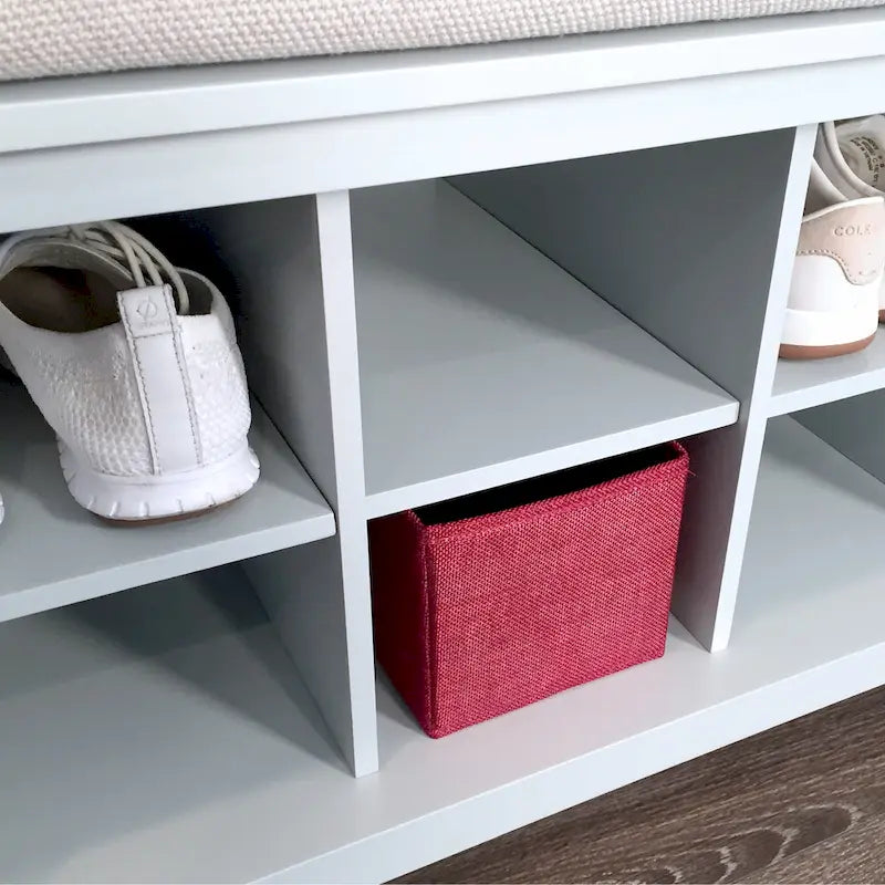 Schuhbank aus Massivholz, Grau