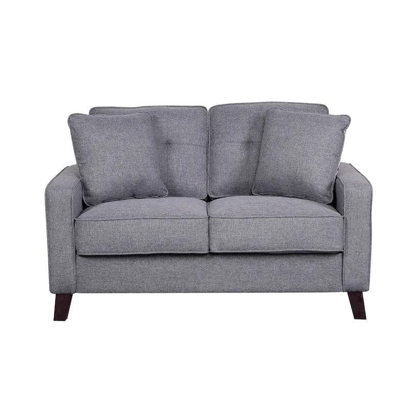 Mid-Century Stoffsofa mit Knopfheftung und 2 Kissen