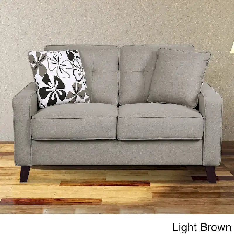 Mid-Century Stoffsofa mit Knopfheftung und 2 Kissen