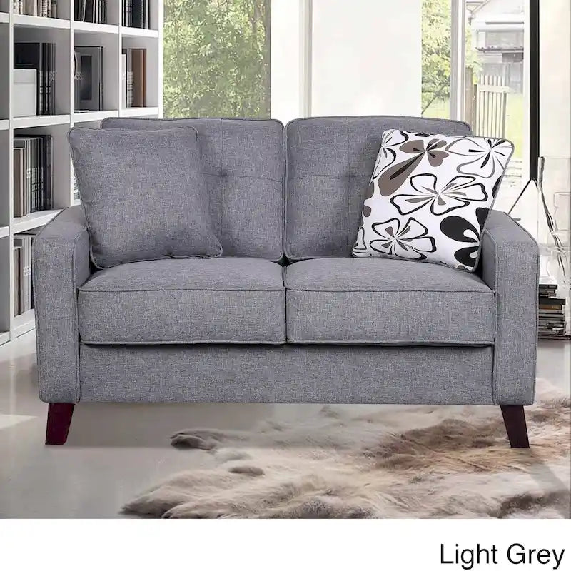 Mid-Century Stoffsofa mit Knopfheftung und 2 Kissen