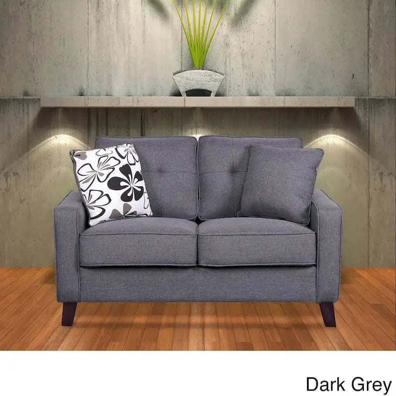 Mid-Century Stoffsofa mit Knopfheftung und 2 Kissen