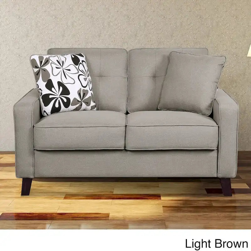 Mid-Century Stoffsofa mit Knopfheftung und 2 Kissen