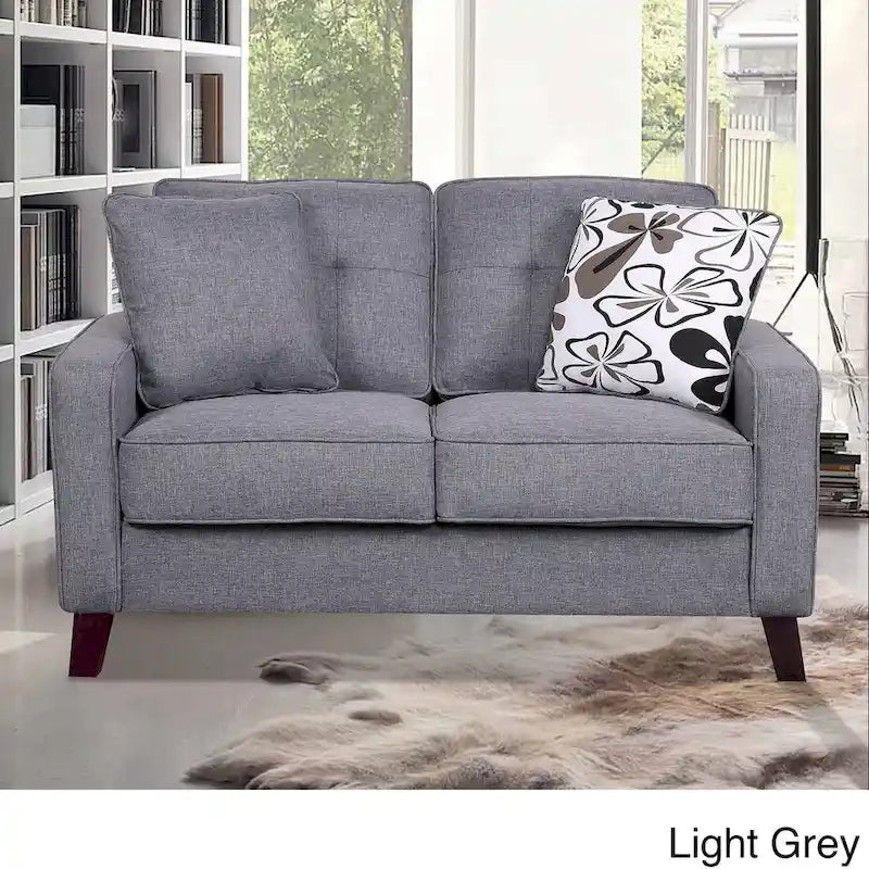 Mid-Century Stoffsofa mit Knopfheftung und 2 Kissen