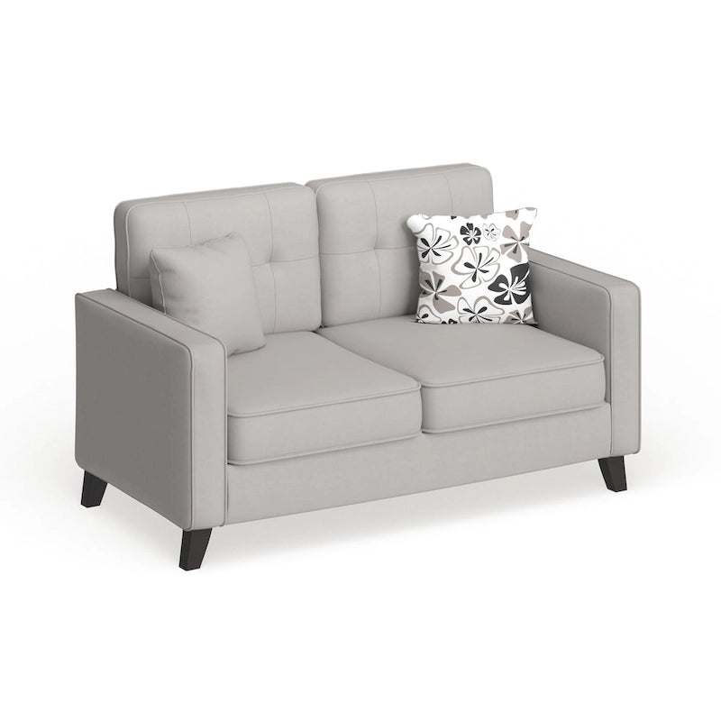 Mid-Century Stoffsofa mit Knopfheftung und 2 Kissen