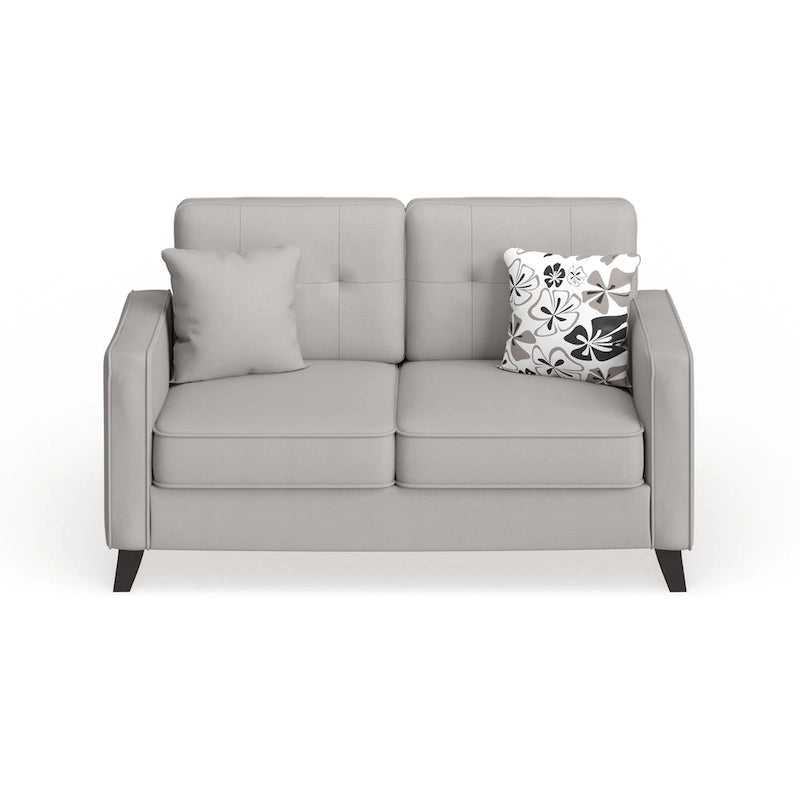 Mid-Century Stoffsofa mit Knopfheftung und 2 Kissen