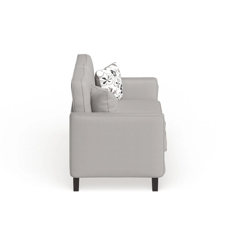 Mid-Century Stoffsofa mit Knopfheftung und 2 Kissen