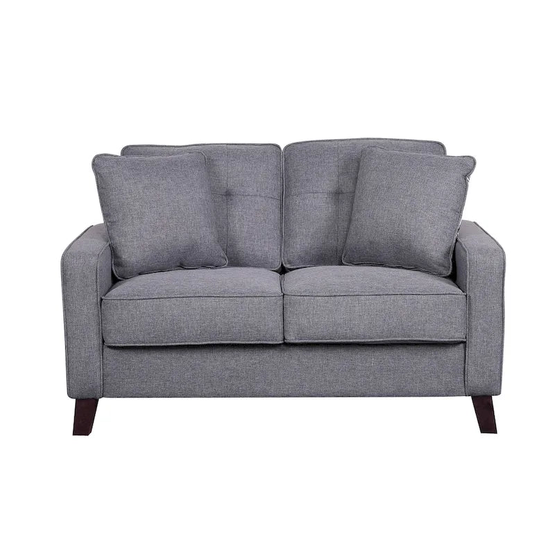 Mid-Century Stoffsofa mit Knopfheftung und 2 Kissen